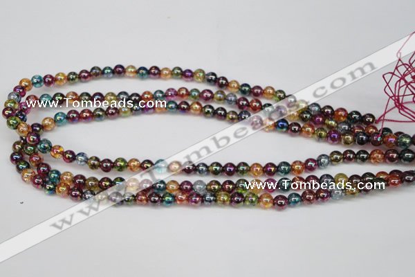 CKQ81 15.5 inches 6mm round AB-color dyed crackle quartz beads