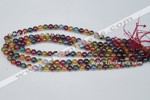 CKQ82 15.5 inches 8mm round AB-color dyed crackle quartz beads