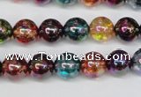 CKQ83 15.5 inches 10mm round AB-color dyed crackle quartz beads