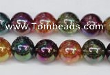 CKQ84 15.5 inches 12mm round AB-color dyed crackle quartz beads