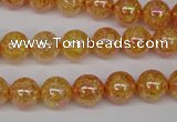 CKQ91 15.5 inches 6mm round AB-color dyed crackle quartz beads