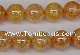 CKQ94 15.5 inches 12mm round AB-color dyed crackle quartz beads