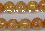 CKQ95 15.5 inches 14mm round AB-color dyed crackle quartz beads