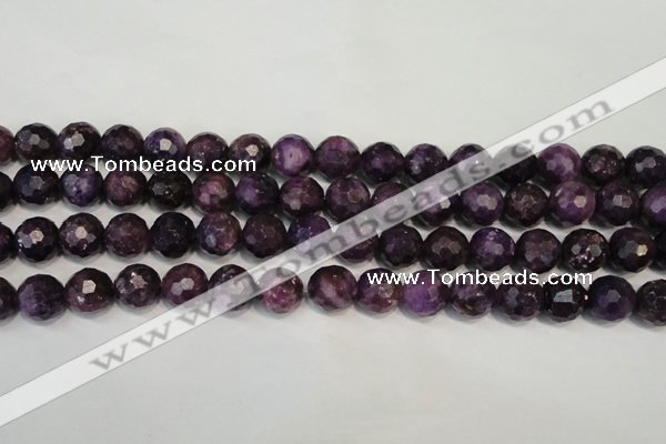 CKU24 15.5 inches 12mm faceted round purple kunzite beads wholesale