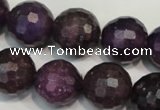 CKU26 15.5 inches 16mm faceted round purple kunzite beads wholesale