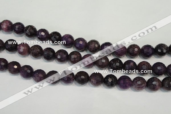 CKU26 15.5 inches 16mm faceted round purple kunzite beads wholesale