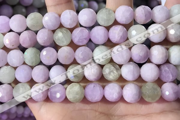 CKU326 15.5 inches 10mm faceted round natural kunzite beads
