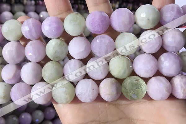 CKU328 15.5 inches 14mm - 15mm faceted round natural kunzite beads