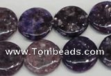 CKU37 15.5 inches 18mm flat round purple kunzite beads wholesale