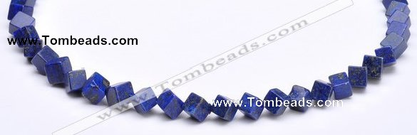 CLA39 6*6*6mm oblique-drilled cubic dyed lapis lazuli beads