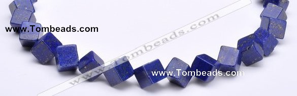 CLA40 oblique-drilled cubic 10*10*10mm dyed lapis lazuli beads