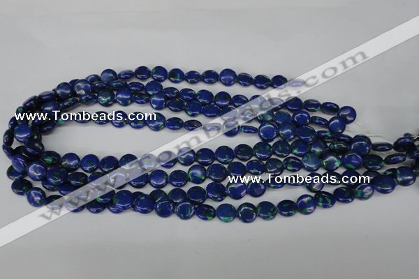 CLA410 15.5 inches 10mm flat round synthetic lapis lazuli beads