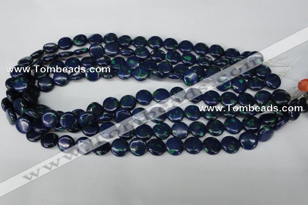 CLA411 15.5 inches 12mm flat round synthetic lapis lazuli beads