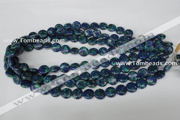 CLA412 15.5 inches 14mm flat round synthetic lapis lazuli beads