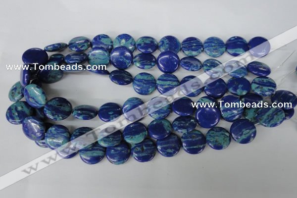 CLA460 15.5 inches 18mm flat round synthetic lapis lazuli beads
