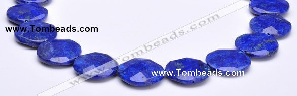 CLA48 Faceted coin 25*25mm deep blue dyed lapis lazuli beads