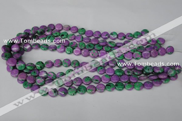 CLA505 15.5 inches 10mm flat round synthetic lapis lazuli beads