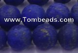 CLA75 15.5 inches 14mm round matte lapis lazuli beads wholesale