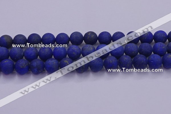 CLA75 15.5 inches 14mm round matte lapis lazuli beads wholesale