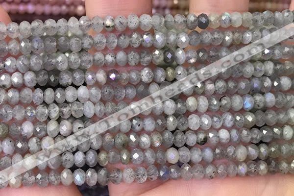 CLB1050 15.5 inches 3*4mm faceted rondelle labradorite beads wholesale