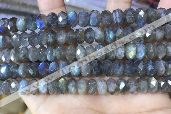 CLB1054 15.5 inches 6*10mm faceted rondelle labradorite gemstone beads