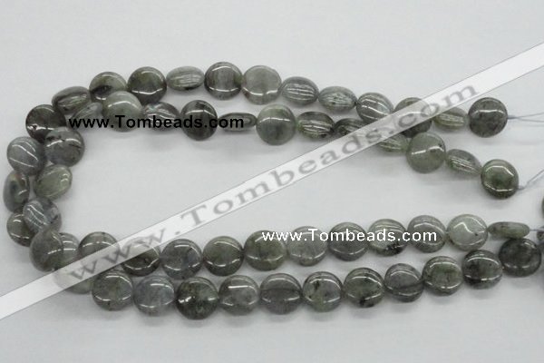 CLB106 15.5 inches 14mm flat round labradorite gemstone beads wholesale