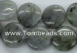 CLB107 15.5 inches 18mm flat round labradorite gemstone beads wholesale