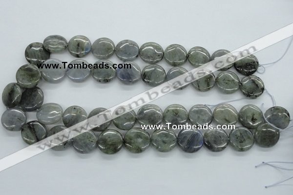 CLB107 15.5 inches 18mm flat round labradorite gemstone beads wholesale