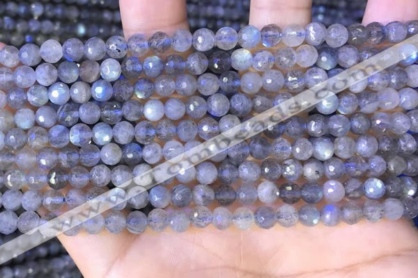 CLB1070 15.5 inches 4mm faceted round labradorite beads