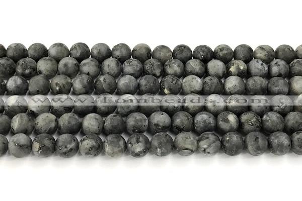 CLB1197 15 inches 8mm round matte black labradorite beads