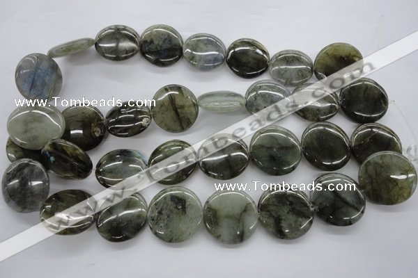 CLB138 15.5 inches 25mm flat round labradorite gemstone beads