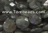 CLB14 16 inches 14mm faceted coin labradorite gemstone beads