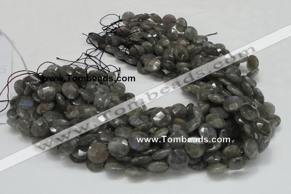 CLB14 16 inches 14mm faceted coin labradorite gemstone beads