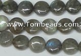 CLB168 15.5 inches 12mm flat round labradorite gemstone beads