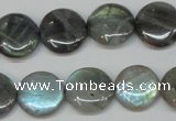 CLB170 15.5 inches 16mm flat round labradorite gemstone beads