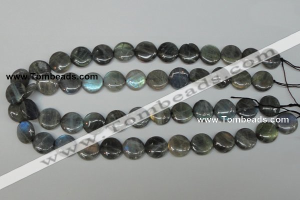 CLB170 15.5 inches 16mm flat round labradorite gemstone beads