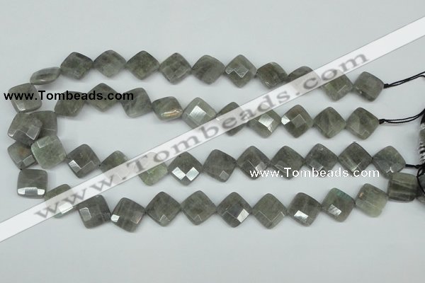 CLB182 15.5 inches 14*14mm faceted diamond labradorite beads