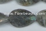 CLB186 15.5 inches 20*30mm faceted flat teardrop labradorite beads