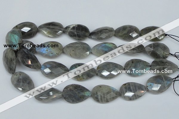 CLB186 15.5 inches 20*30mm faceted flat teardrop labradorite beads