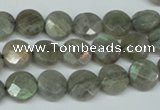 CLB190 15.5 inches 10mm faceted coin labradorite gemstone beads