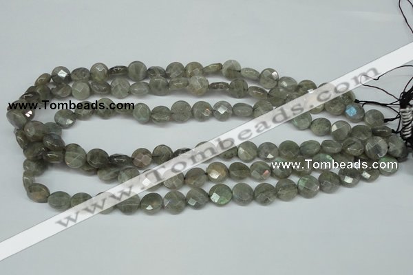 CLB190 15.5 inches 10mm faceted coin labradorite gemstone beads