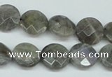 CLB191 15.5 inches 14mm faceted coin labradorite gemstone beads