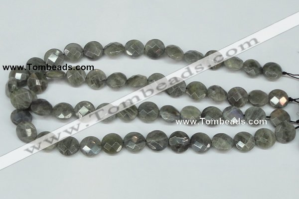 CLB191 15.5 inches 14mm faceted coin labradorite gemstone beads