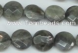 CLB192 15.5 inches 16mm faceted coin labradorite gemstone beads