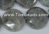 CLB194 15.5 inches 25mm faceted coin labradorite gemstone beads