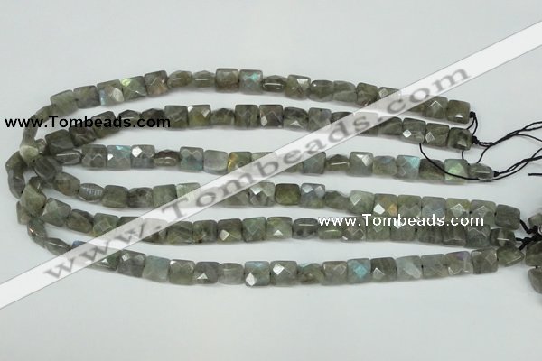 CLB199 15.5 inches 10*10mm faceted square labradorite beads