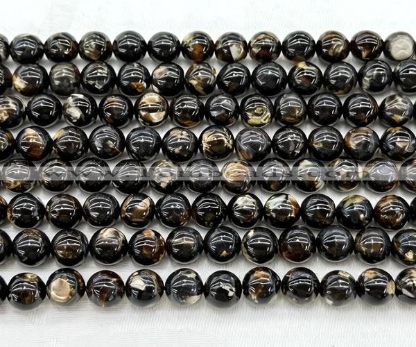 CLB2002 15 inches 8mm round black lepidolite gemstone beads