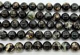 CLB2005 15 inches 14mm round black lepidolite gemstone beads