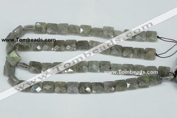 CLB201 15.5 inches 14*14mm faceted square labradorite beads