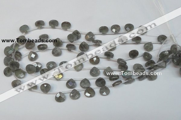 CLB204 Top-drilled 10*10mm briolette labradorite gemstone beads
